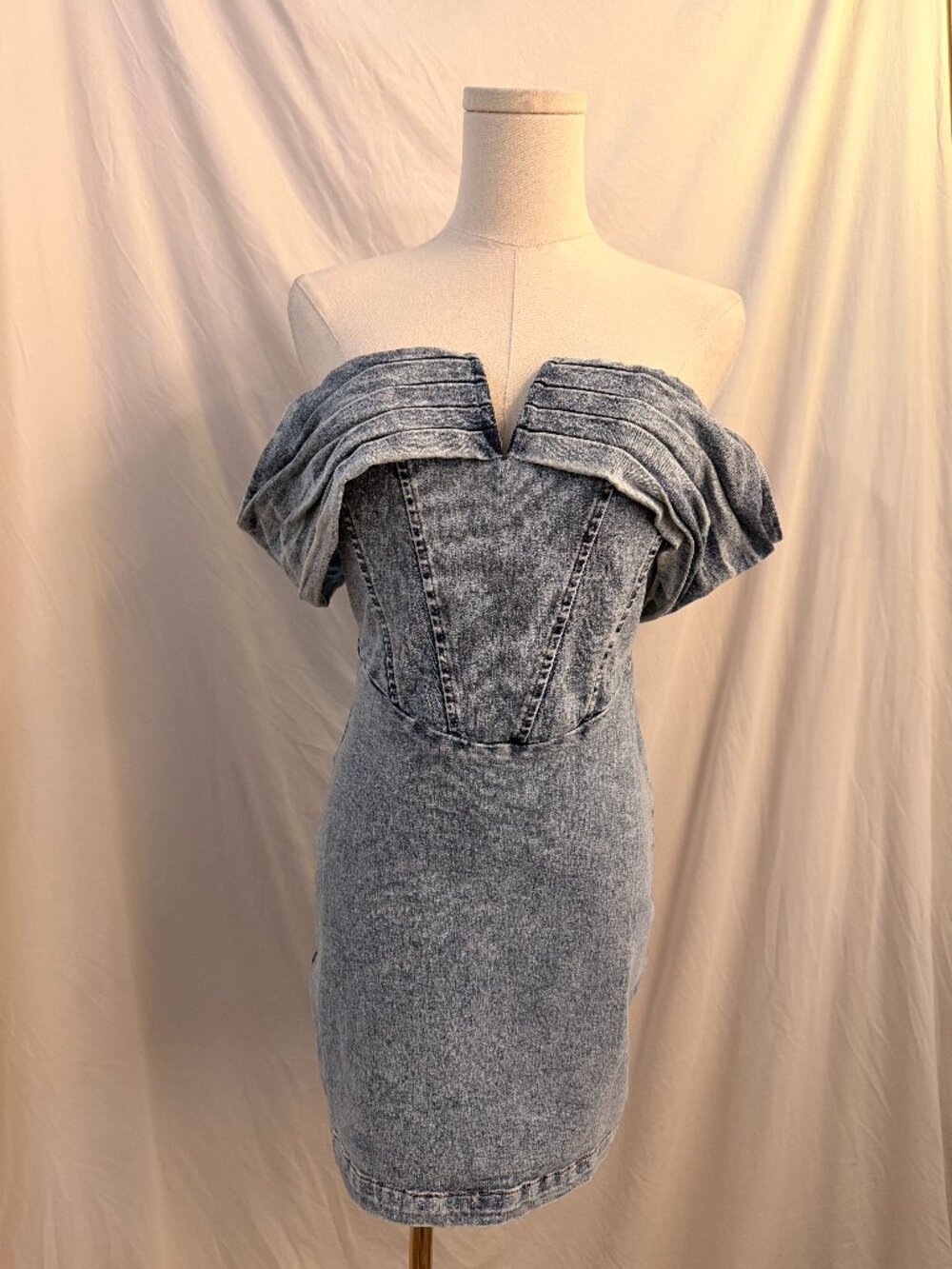 Fashion Nova Off Shoulder Corset Mini Dress | Date Denim Night Dress